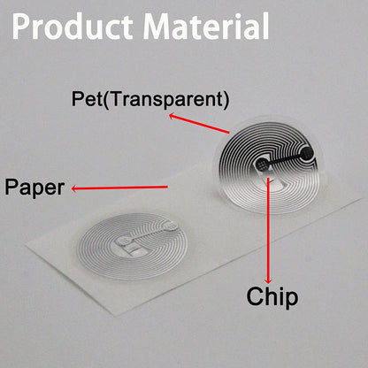 NFC  Sticker diameter 25mm (13.56 MHz - Ultralight )  Transparent (anti-heat 90°) + (waterproof) 1000pcs
