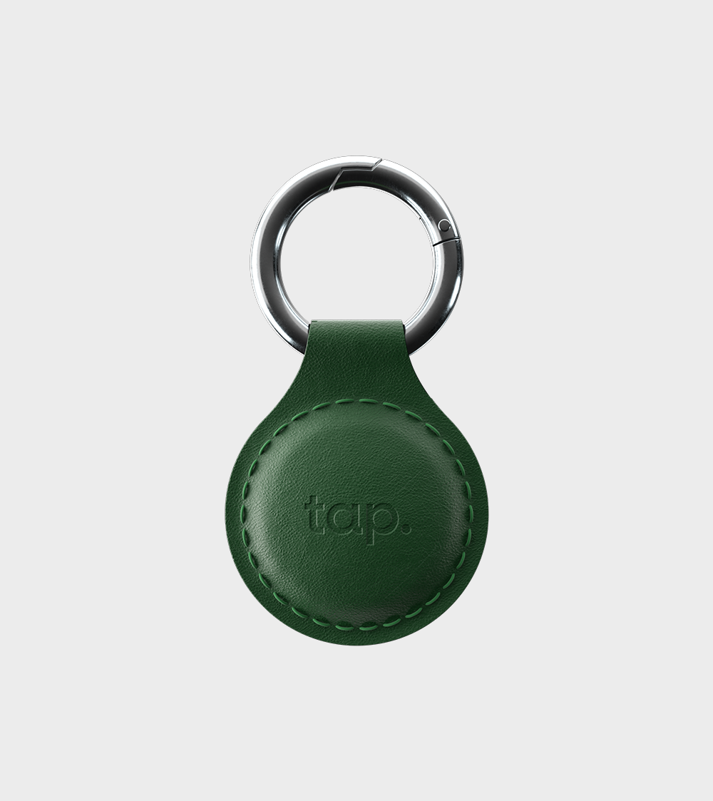 Tap NFC Keychain - Share Everything With A Tap - Handmade Natural Leather - Green