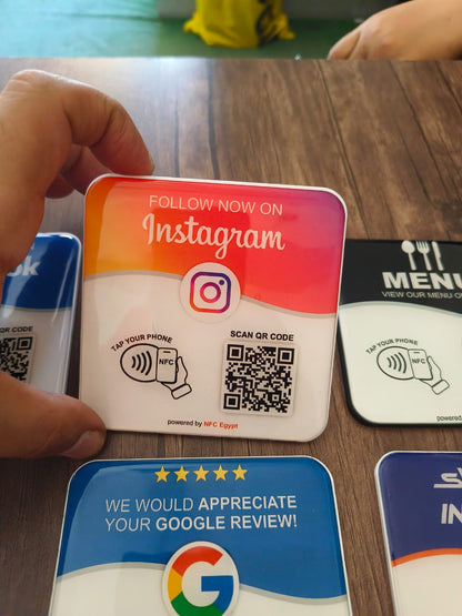 Coaster  resin epoxy 10x10cm NFC + Qr Dynamic changeable