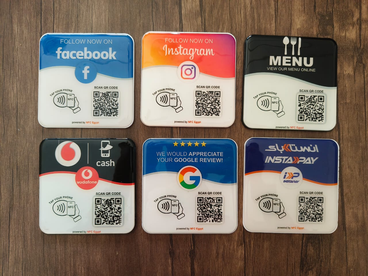 Coaster  resin epoxy 10x10cm NFC + Qr Dynamic changeable