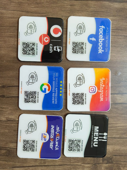 Coaster  resin epoxy 10x10cm NFC + Qr Dynamic changeable