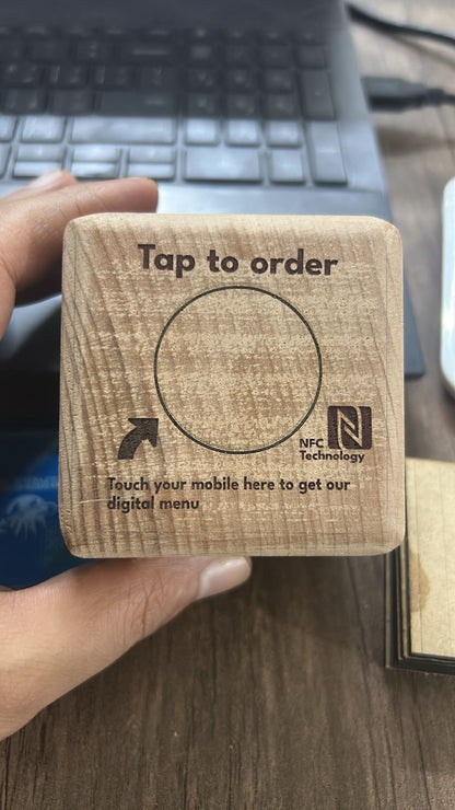 Printed Natural beech wood cube works with NFC