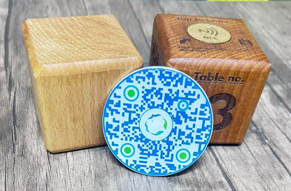 Printed Natural beech wood cube works with NFC